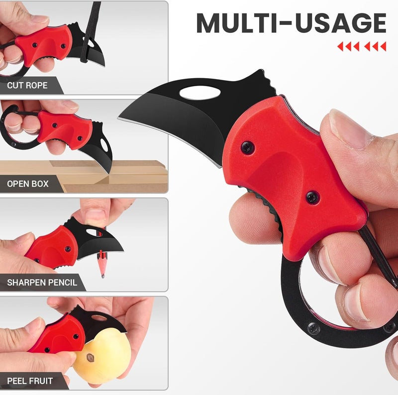 FUNBRO Cool Folding Knife Box Cutter, Small Pocket Knife for Men with 1.34 inch Sharp Blade, EDC Knives Tool for Everyday Carry, Great Gift for Women Men (Red) - Image 4